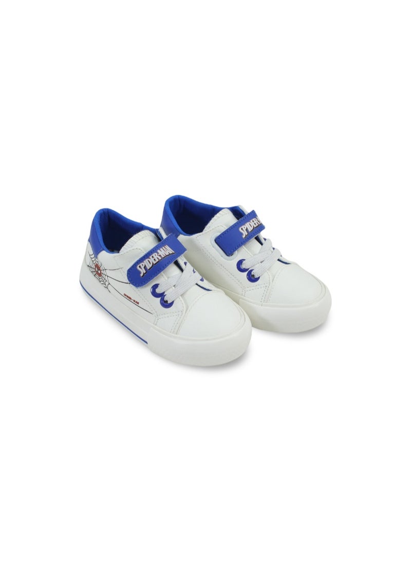 Baby Boys Leather Sneakers – Blue*White with Spider-Man Design - Image 1